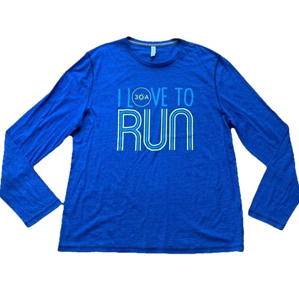 30A Florida I Love To Run T-Shirt Men’s XL Blue Long Sleeve Beach Lightweight